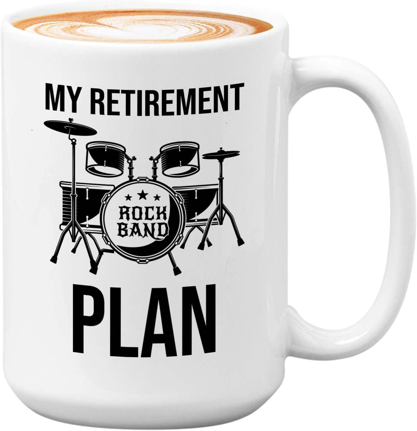 Retired Rocker Mug Drummer Retirement Mug White 15oz - Retirement Plan - Happy Retirement ...