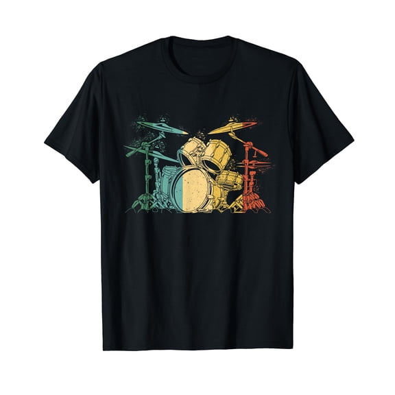 Drummer Retro Vintage Drum Set Drumset Drummers Men Drumming T-Shirt
