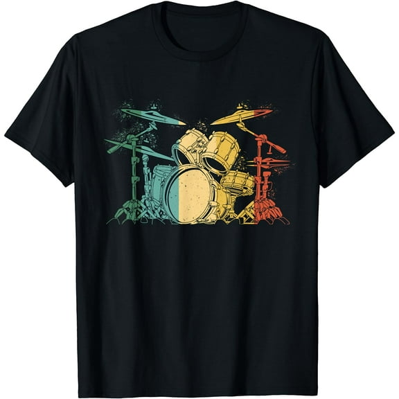 Drummer Retro Vintage Drum Set Drumset Drummers Men Drumming T-Shirt