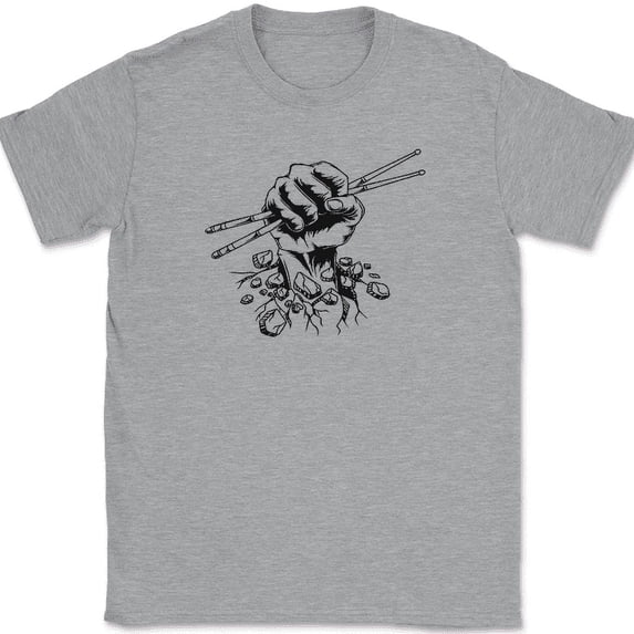 Drummer Ripping T-Shirt Funny Band Musician Drumming Sticks Gift Tee - Heather Grey, 5XL