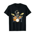 thumbnail image 1 of Drummer Skeleton Men Boys Drum Set Drummer Halloween T-Shirt, 1 of 5