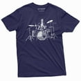 thumbnail image 1 of Drummer T-Shirt Abraham Lincoln Drumming Music Band Tee 4Th Of July Patriotic Usa Shirt (Small Navy Blue), 1 of 5
