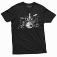 thumbnail image 1 of Drummer T-Shirt Abraham Lincoln Drumming Music Band Tee 4Th Of July Patriotic Usa Shirt, 1 of 5