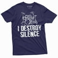 thumbnail image 1 of Drummer T-Shirt I Destroy Silence Drum Drumming Music Tee Musical Band T Shirt (4X-Large Navy Blue), 1 of 5