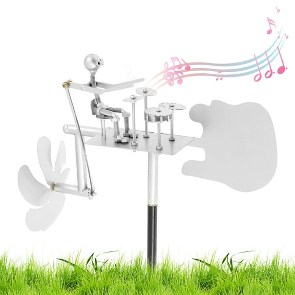 Drummer Windmill Handmade Metal Rock Band Windmill Multifunctional Decorative Drummer Wind Spinner for Garden Patio Yard Lawn