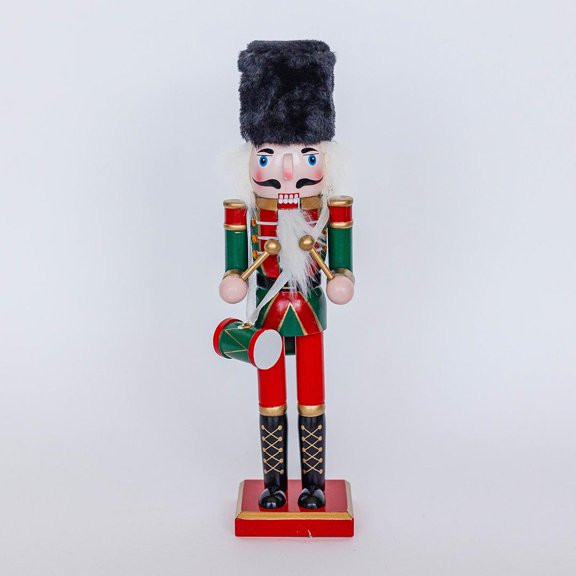 Drumming Nutcracker Wearing A Furry Hat Decoration