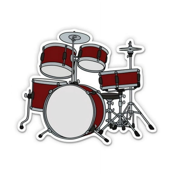 Drums - 5" Vinyl Sticker - For Car Laptop I-Pad - Waterproof Decal