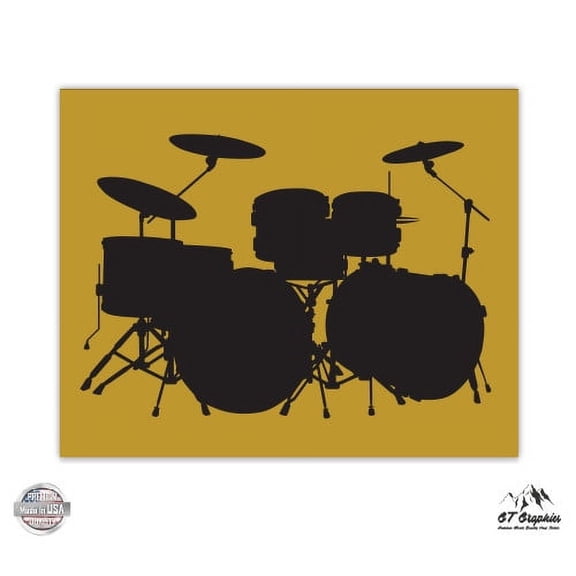 Drums - 5" Vinyl Sticker - For Car Laptop I-Pad - Waterproof Decal