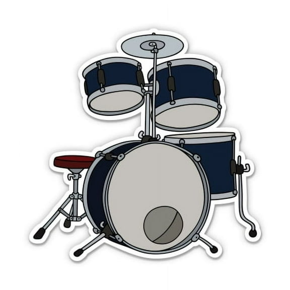 Drums Band Musician Rock - 5" Vinyl Sticker - For Car Laptop I-Pad - Waterproof Decal