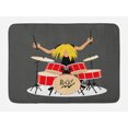 thumbnail image 1 of Drums Bath Mat, Cool Calligraphic Layout of a Young Boy Rock and Roll Performance, Plush Bathroom Decor Mat with Non Slip Backing, 29.5" X 17.5", Dark Taupe Multicolor, by Ambesonne, 1 of 2