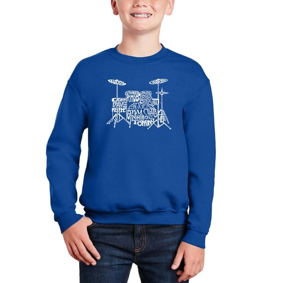 Drums - Boy's Word Art Crewneck Sweatshirt