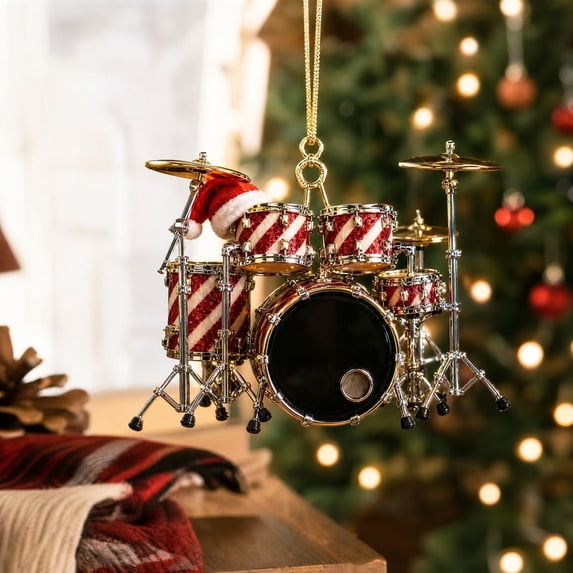 Drums Christmas Ornaments 2026, Instrument Themed 2d Acrylic Ornaments for Christmas Tree, Christmas Gifts for Women & Men, Ideal Instrument Lover Gift Idea for Christmas