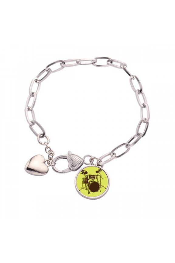Drums Music Classical Instrument Heart Chain Bracelet Jewelry Charm Fashion