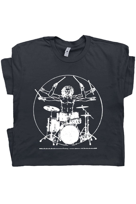 Drums T Shirt Drums Shirt For Men Women Guys Boys Cool Drum T Shirt Vintage Drummer Shirt Funny Drum Set Tshirt DaVinci Drumming Graphic Tee