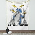 thumbnail image 1 of Drums Tapestry, Professional Percussion Instrument Rock Themed Musical Activities, Wall Hanging for Bedroom Living Room Dorm Decor, 60W X 80L Inches, Grey Blue Mustard and White, by Ambesonne, 1 of 5