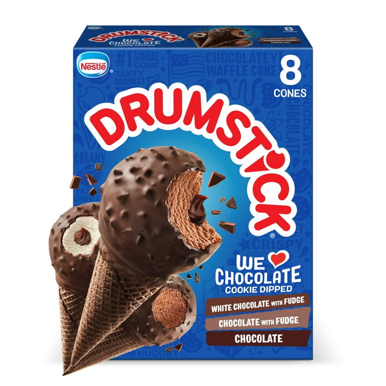 Drumstick Chocolate Cookie Dipped Sundae Cones Variety Pack 8 Ct