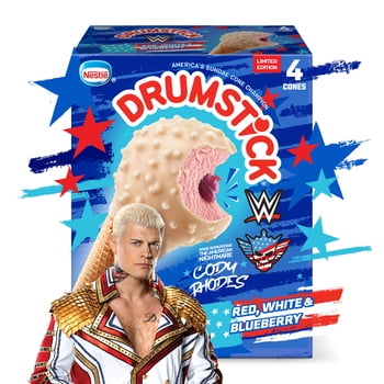 Drumstick Red, White, and Blueberry Sundae Cone, 4 Count