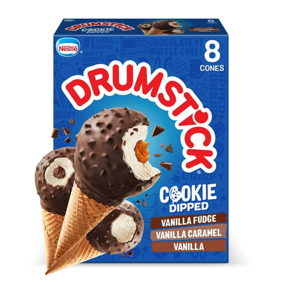 Drumstick Cookie Dipped Vanilla Sundae Cones Variety Pack, Kosher, 8 Count