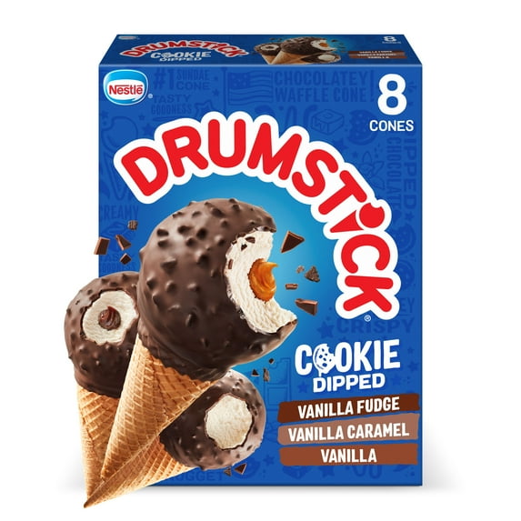 Drumstick Cookie Dipped Vanilla Sundae Cones Variety Pack, Kosher, 8 Count