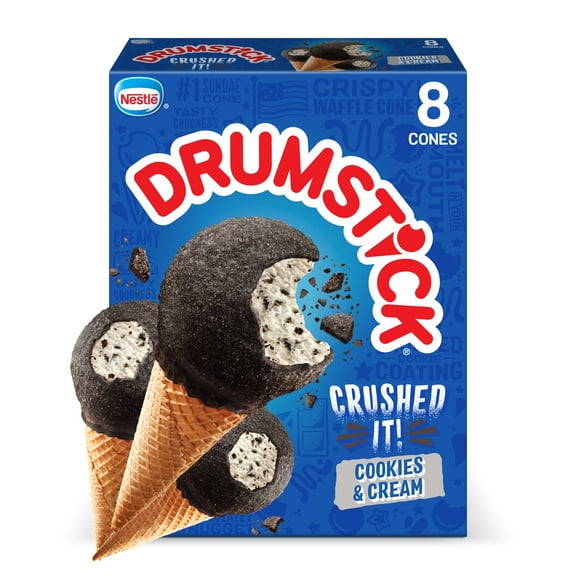 Drumstick Crushed It Cookies and Cream Sundae Cones, Kosher, 8 Count