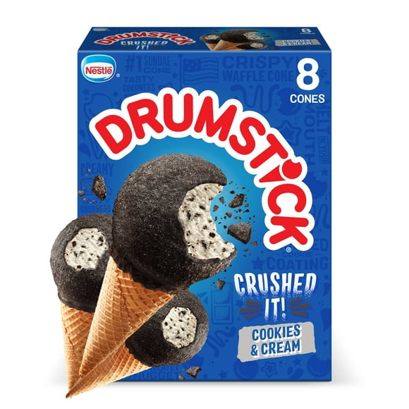 Drumstick Crushed It Cookies and Cream Sundae Cones, Kosher, 8 Count