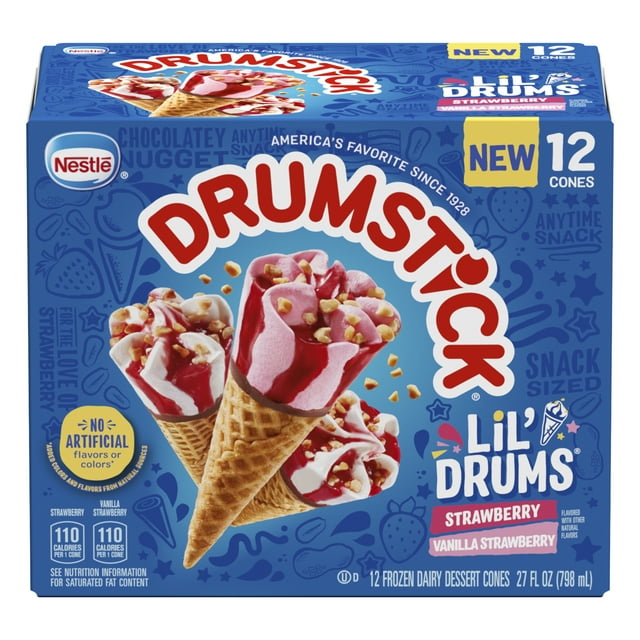 Drumstick Lil' Drums Strawberry and Vanilla with Strawberry Swirls