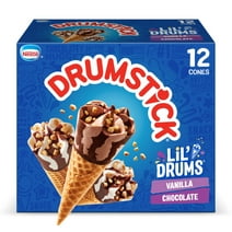 Drumstick Lil' Drums Vanilla & Chocolate Sundae Ice Cream Cones, Kosher, 12 Ct, 27.0 oz