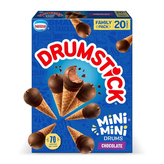Drumstick Mini Mini Drums Chocolate Sundae Cones, Kosher, 20 Count