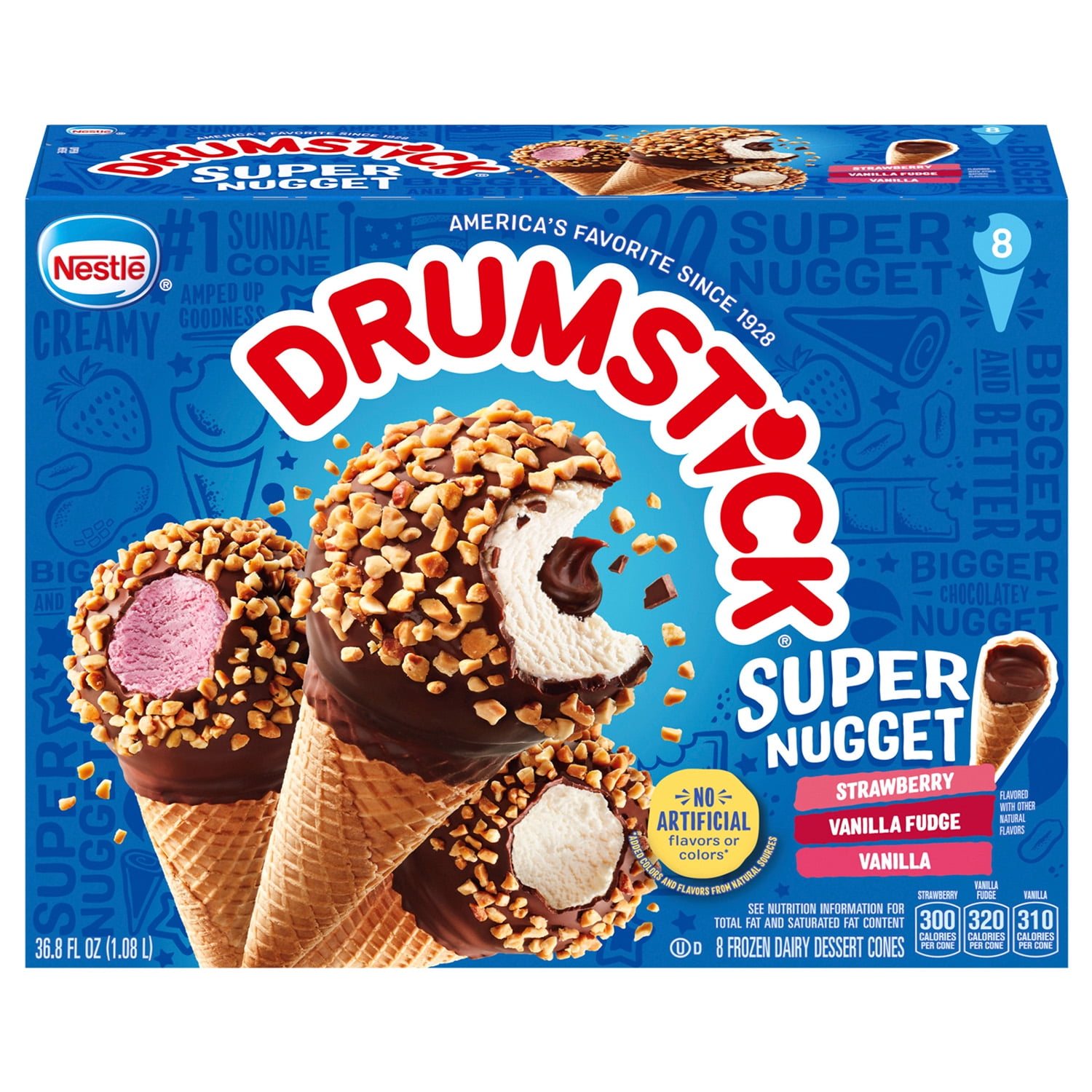 Drumstick Super nuget Ice Cream Cones Variety Pack, 8 Ct