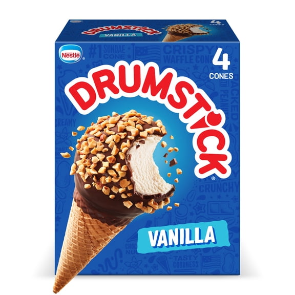 Drumstick Original Vanilla Ice Cream Sundae Cones, Kosher, 4 Count