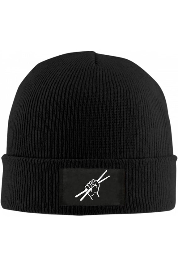 Drumsticks Drummer Beanie Hat for Women Men Winter Hat Cuffed Winter Beanie Warm Skull Cap Plain Knit Hat Cap