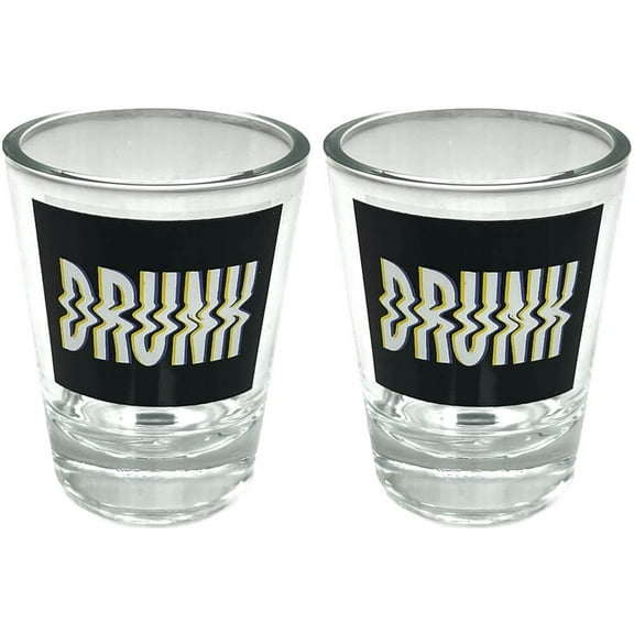 Drunk - 2oz Novelty Shot Glass - 2 Piece Set