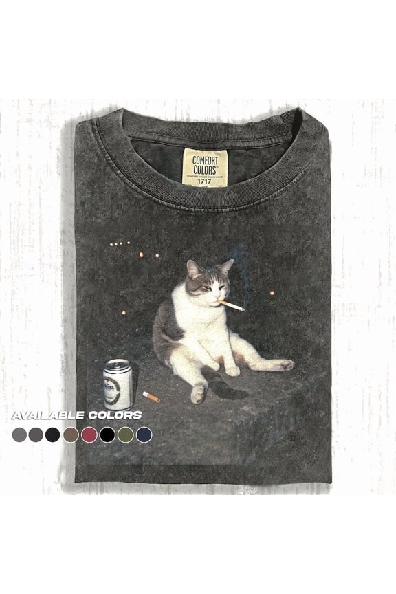 Drunk Cat Shirt | Funny Animal Meme Tee | Cat Shirt | Unisex Graphic T Shirt Cat Photo T-Shirt | Unisex Graphic Tee