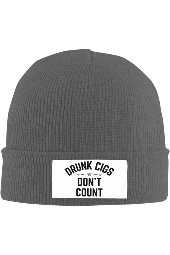 Drunk Cigs Don't Count Knit Hat Women Men Warm Knitted Brimless Winter Beanie Hat Black