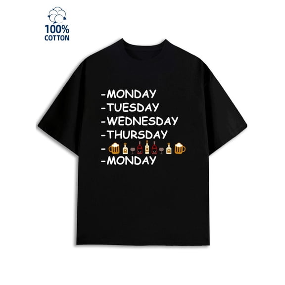 Drunk Days men's 180G 100% Cotton black Original Unisex Shirt Printed tshirts Vintage Unisex Shirt Graphic Tee tshirts Funny Unisex Shirt Crewneck tshirts Trendy Unisex Shirt Cotton tshirts