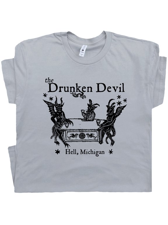Drunk Devil Dive Bar T Shirt Cool Vintage Famous Beer Pub Shirts for Men Women Guys Retro Motorcycle Biker Tavern Hell Michigan Tee