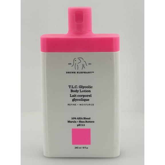 Drunk Elephant T.L.C. Glycolic Body Lotion, 10% AHA Exfoliating & Moisturizing Lotion with Marula and Shea Butters, 8 fl oz