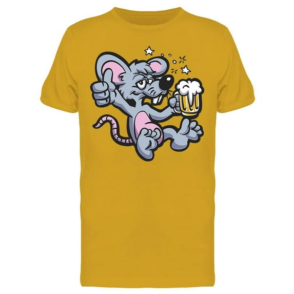 Drunk Mouse Cartoon T-Shirt Men -Image by Shutterstock, Male XX-Large