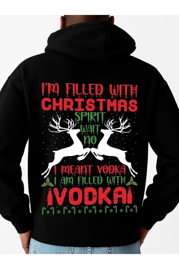 Drunk Reindeer hoodies funny humor men graphic hoodies black autumn and winter season christian gift casual high quality funny halloween elegant funny humor husband fashion design