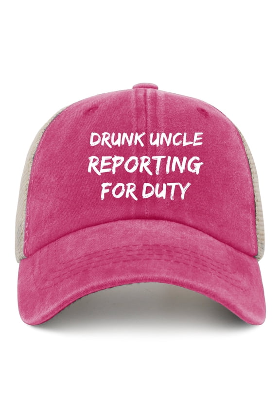 Drunk Uncle Reporting for Duty hat womens funny denim hat mens trucker hat pink caps funny cool gifts for School Bus Driver