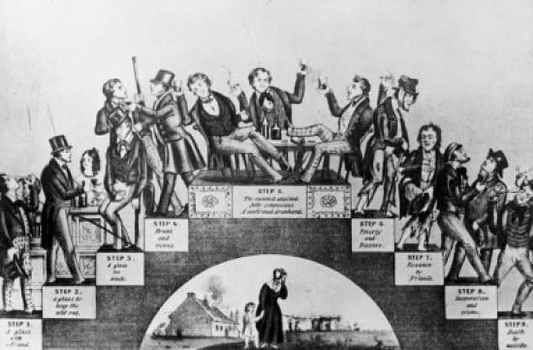 Drunkards Progess The Political Cartoon 1846 Currier & Ives (1834-1907 American) Canvas Art - Currier & Ives (24 x 36)