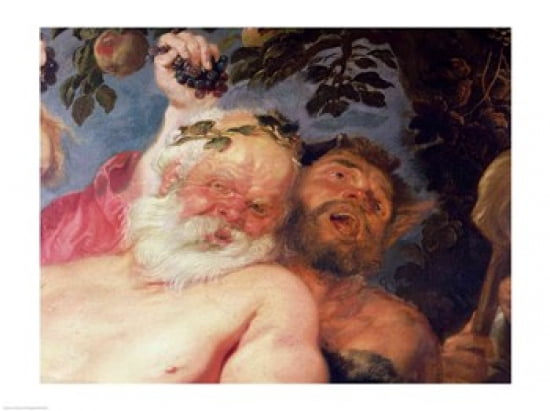 Drunken Silenus Supported by Satyrs Canvas Art - Peter Paul Rubens (24 x 18)