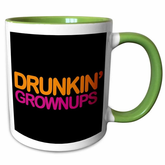 3drose, Drunkin Grownups, 11oz Two-tone Green Mug