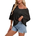 thumbnail image 1 of Drvitor Beach Cover Up for Women Summer Hollow V-Neck Crochet Tops Casual Loose 3/4 Sleeve Swimsuit Cover Up, 1 of 7
