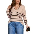 thumbnail image 1 of Drvitor Striped Sweaters for Women Plus Size V-Neck Trendy Pullover Lightweight Fall Sweater, Sizes XL-5XL, 1 of 12