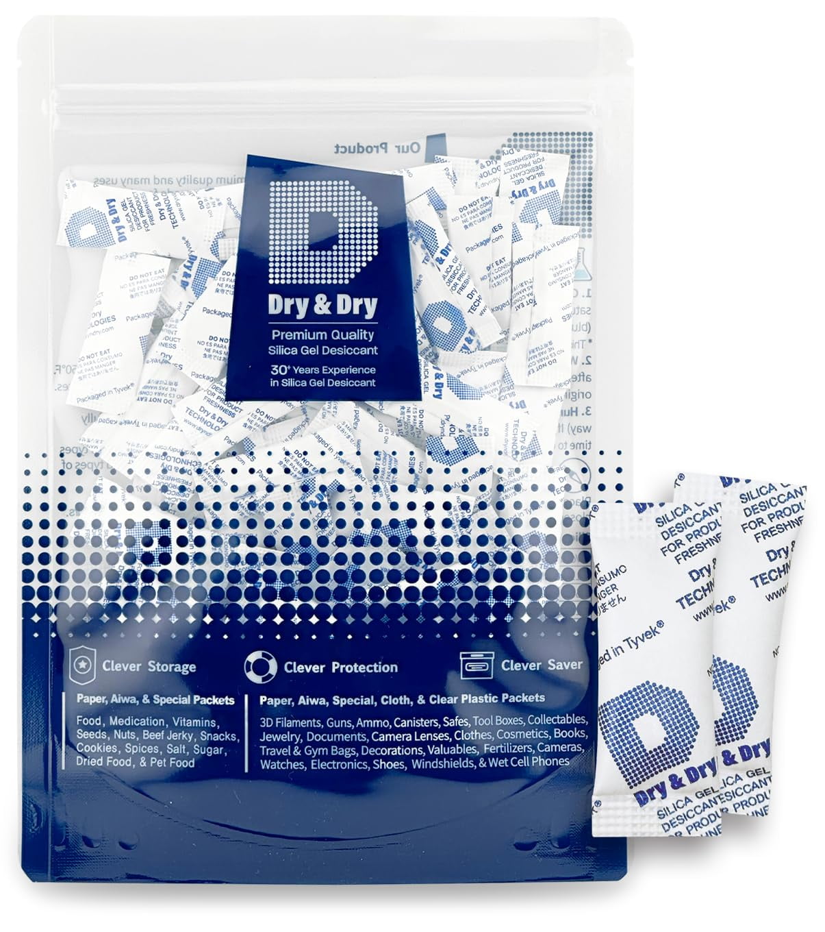 Dry & Dry 1 Gram[100 Packets] Food & Pharmaceutical Safe Silica Gel