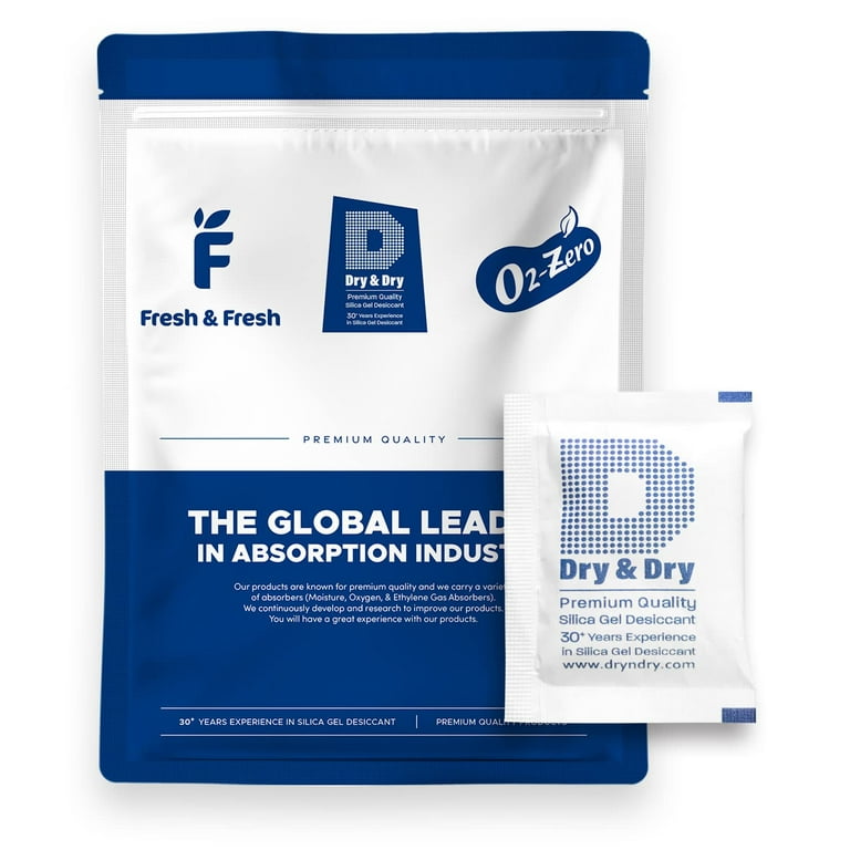 Silica Gel Packs 100 Packets 2 Gram Desiccant Moisture Absorber Oil  Resistant for Food Storage Safes