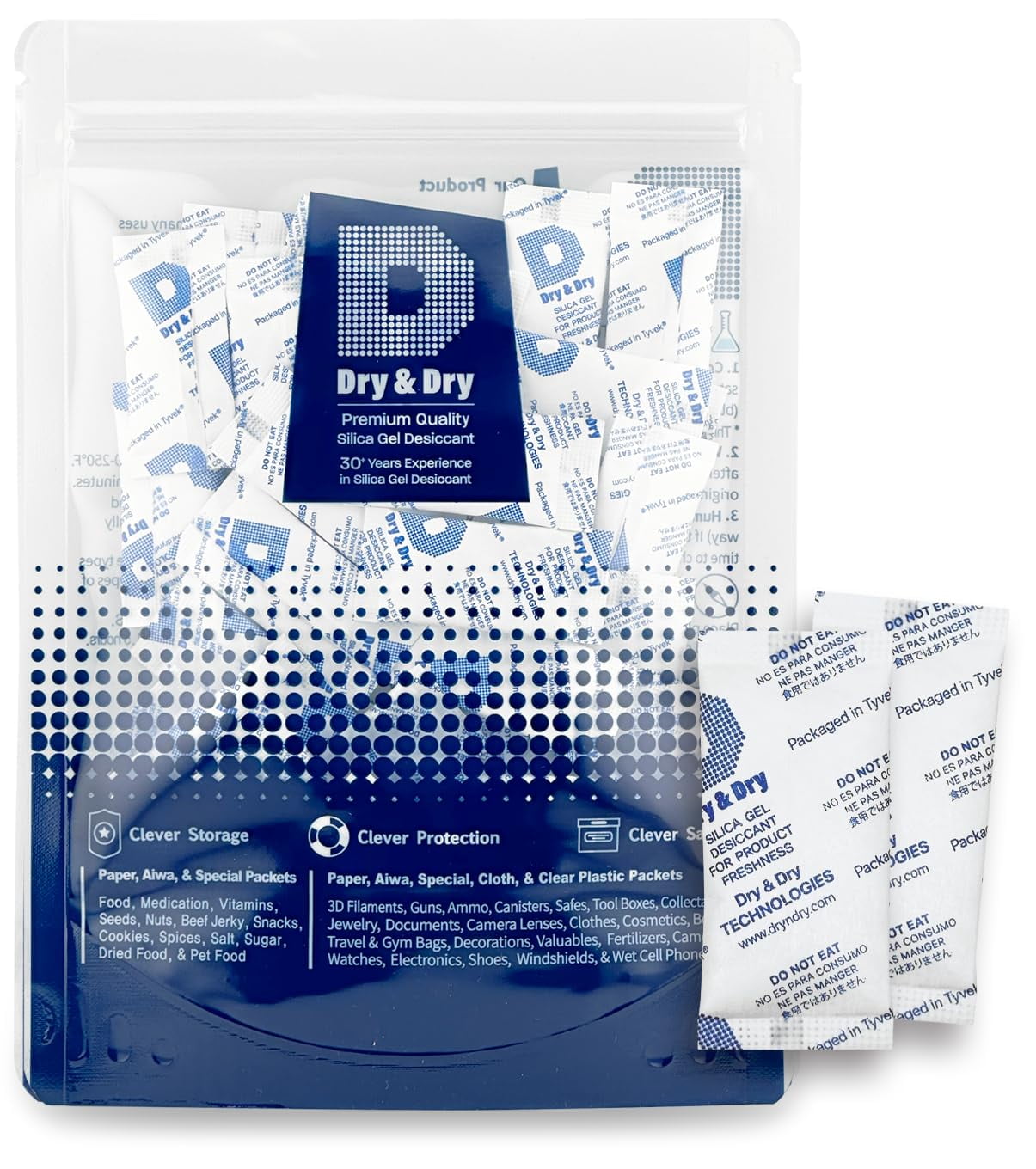Dry & Dry 2 Gram[100 Packets] Food & Pharmaceutical Safe Silica Gel
