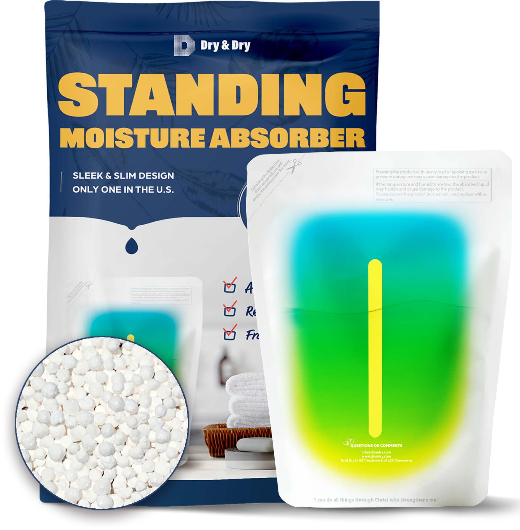 Dry & Dry [35 Packs Standing Moisture Absorbers to Control Excess Moisture for Basements, Closets, Bathrooms, Laundry Rooms - Moisture Absorbers, Standing Moisture Absorbers