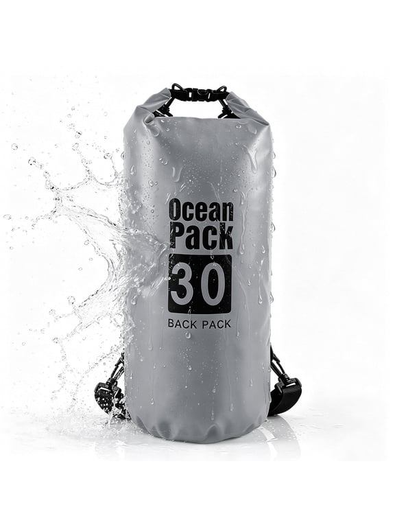 Dry Bag Waterproof,30L FifthQuarter Heavey-Duty 500D Tarpaulin PVC Camping Dry Bag,Rolled Lightweight Dry Storage Bag Backpack for Travel,Swimming,Boating, Kayaking,Camping & Beach